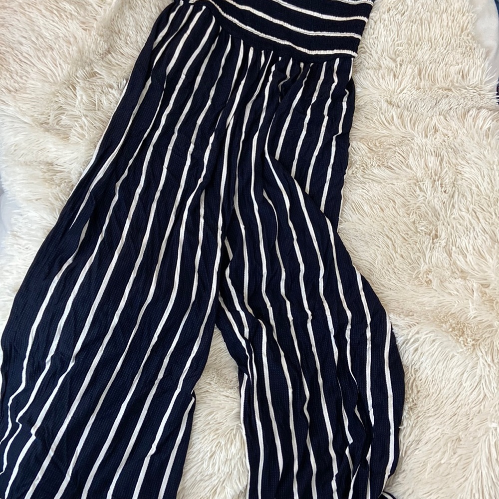 Strapless jumper navy blue and white